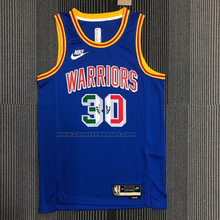 Maglia Golden State Warriors Stephen Curry #30 Classic Royal Special Mexico Edition Blu